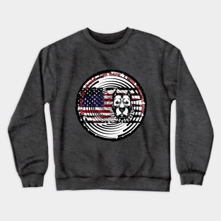 pitbull, dog, american flag Crewneck Sweatshirt